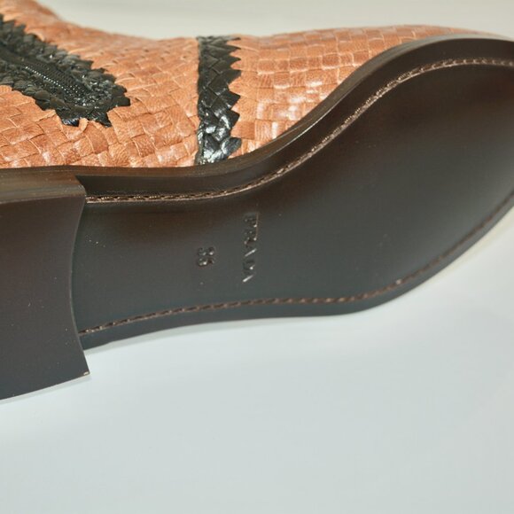 NIB PRADA WOVEN LEATHER RIDING BOOTS - Picture 7 of 8